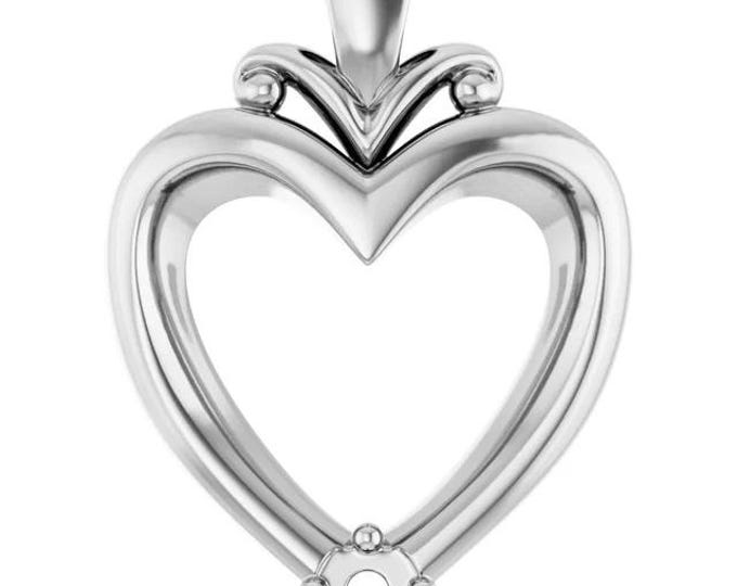 Sterling Silver Heart Pendant Mounting, choose up to 5 mountings for 3mm stones