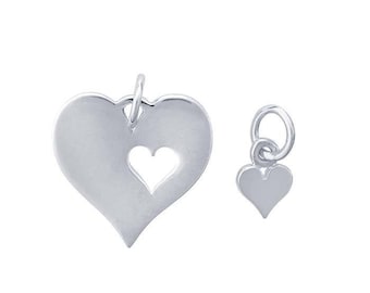 Sterling silver mother and daughter heart charm set