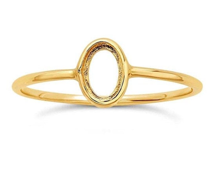 14k yellow gold 6 x 4mm oval cabochon ring mounting