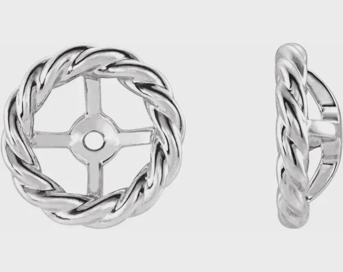 Rope Earring Jackets in Sterling Silver or 14k Gold, 3 sizes available