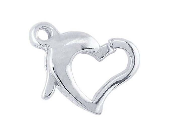 Sterling silver open heart lobster clasp
