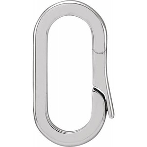May include: A silver oval-shaped metal clasp with a spring-loaded gate.