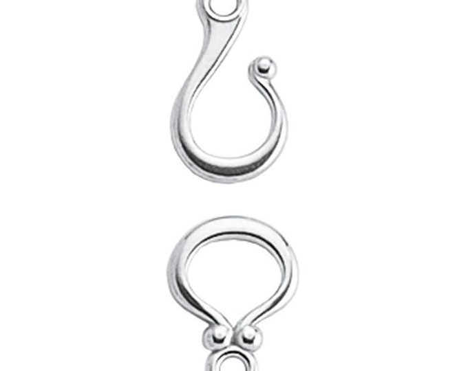 Argentium silver hook and eye clasp