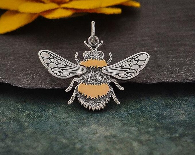 Mixed Metal Bumble Bee Pendant 21x25mm
