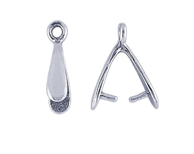 Sterling silver pinch bail 10x3mm, briolette bail, sold per piece