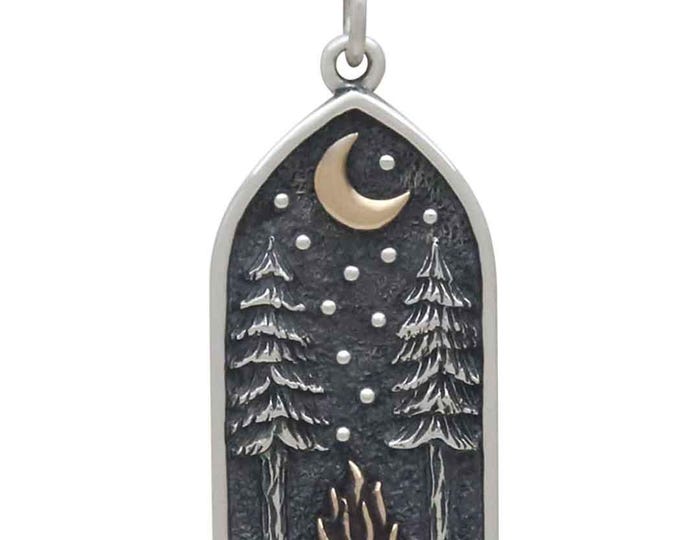 Mixed Metal Bonfire and Forest Pendant 29x13mm