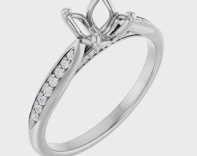 14K White 6.5 mm Round 1/8 CTW Natural Diamond Semi-Set Engagement Ring