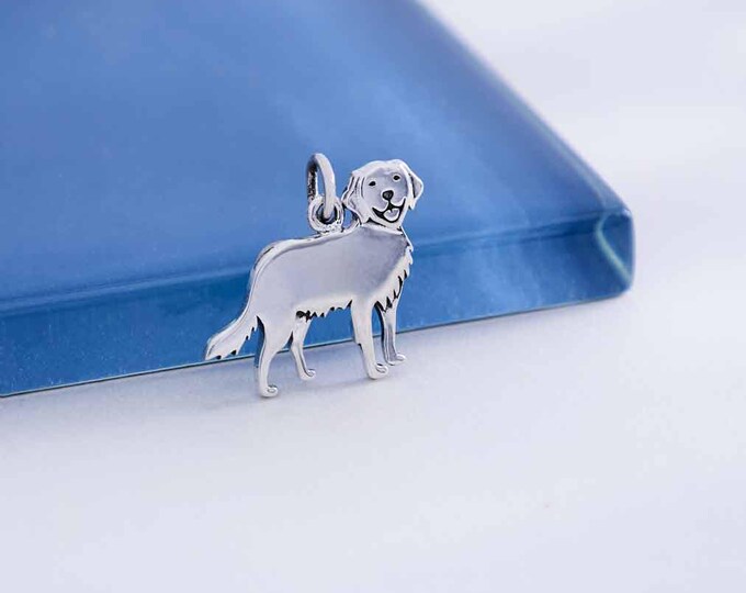 Sterling Silver Golden Retriever Dog Charm 16x18mm