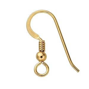 Alambre para aretes aplanado relleno de oro amarillo 14/20 con aro, cuenta y espiral