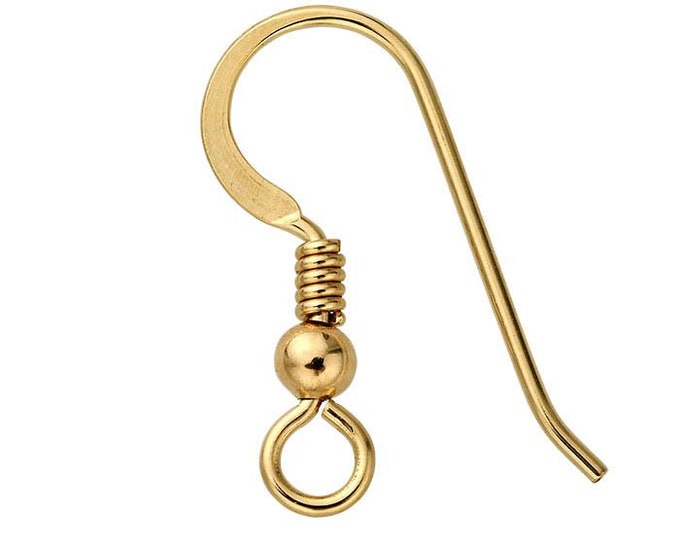 14/20 Yellow Gold-Filled Flattened Ear Wire with Loop, Bead and Coil