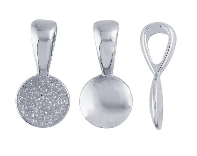 Sterling Silver Round Glue-On Pendant Bail