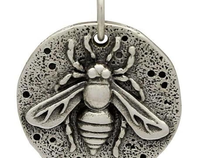 Sterling Silver Ancient Coin Charm - Bee 19x16mm