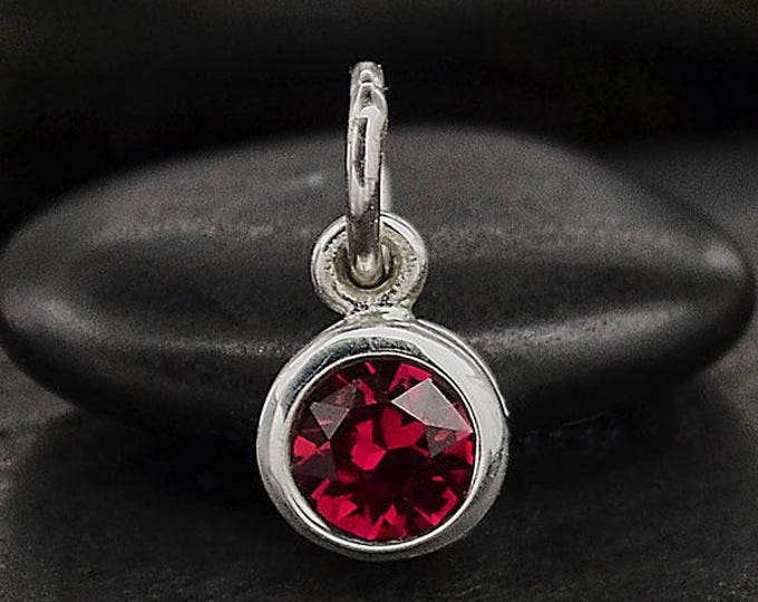 Sterling Silver Crystal Birthstone Charm - July 11x5mm