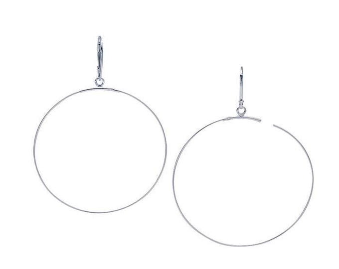 Sterling Silver Lever-Back Ear Wire with Beading Hoop, 50mm diameter