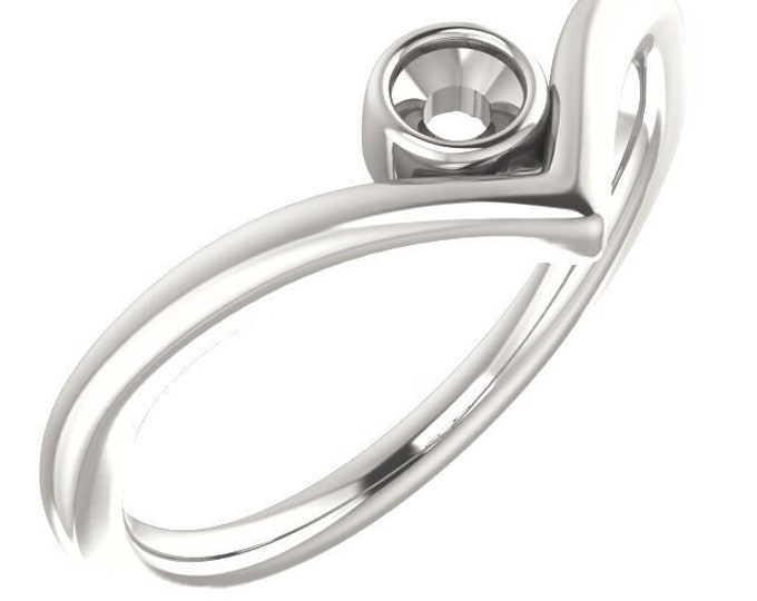 3 mm Round Bezel-Set V Ring Mounting, available in 14k or Sterling Silver
