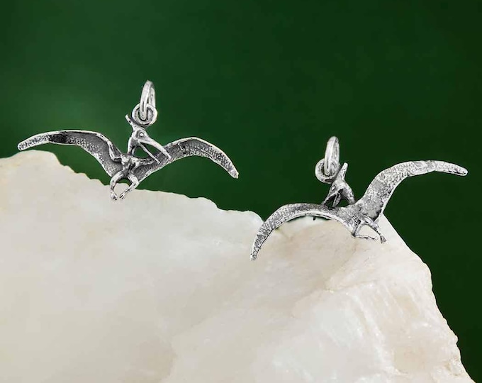 Sterling Silver Pterodactyl Dinosaur Charm 13x25mm