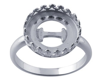 Sterling Silver  Round Gallery Wire Bezel Ring Mounting, choose your size