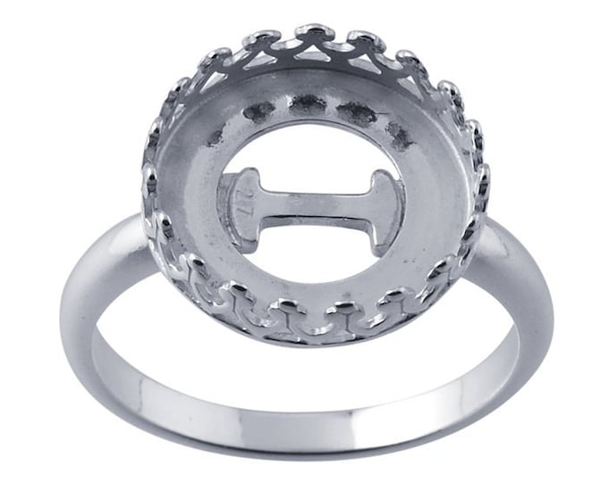 Sterling Silver  Round Gallery Wire Bezel Ring Mounting, choose your size