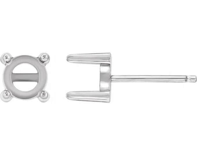 4-prong cabochon earring post, available in 14k gold, white gold, and sterling silver. Choose your size.