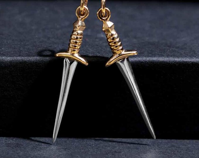 Sterling Silver Medium Sword Charm with Bronze 32x7mm
