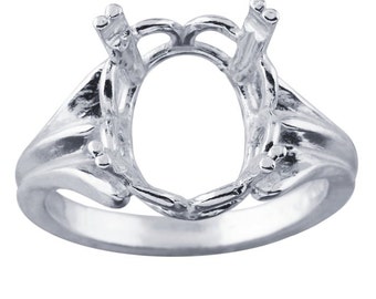 Sterling Silver Oval ReadySet Ring Mounting, Ring Blank, choose your bezel size