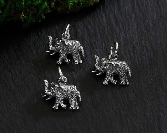 Sterling Silver Tiny Elephant Charm 14x12mm