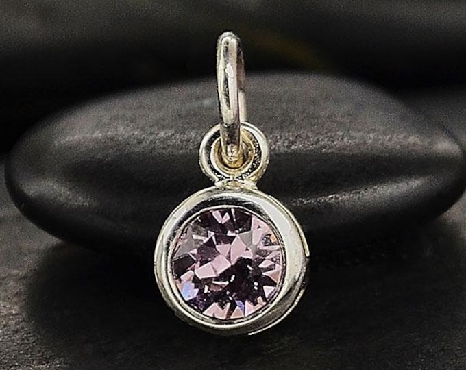 Sterling Silver Crystal Birthstone Charm - June