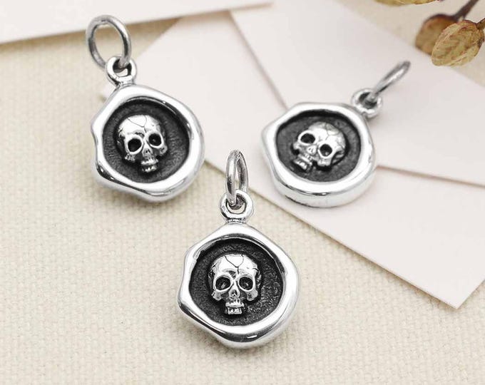 Sterling Silver Wax Seal Charm with Bronze Fire 22x15mm