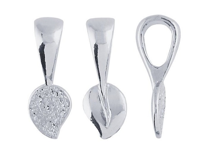 Sterling Silver Leaf Glue-On Pendant Bail, choose your size....