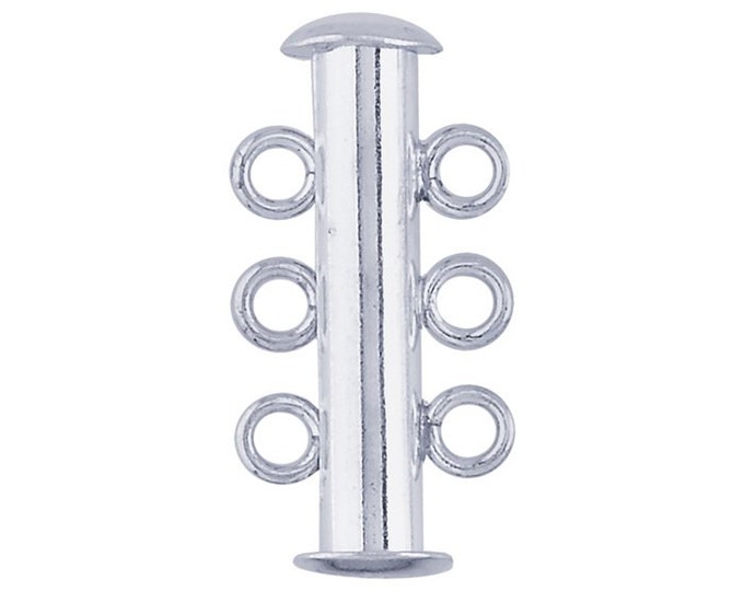 Sterling Silver Strand Tube Slide Clasp, choose 2 to 6 strands
