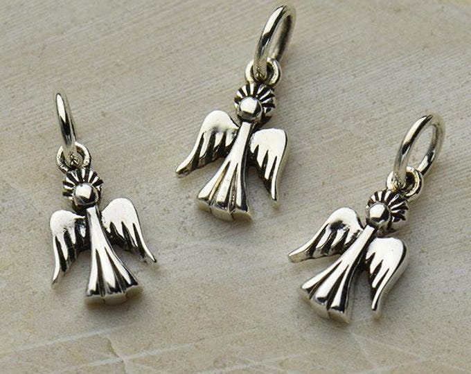 Sterling Silver Tiny Angel Charm 14x6mm