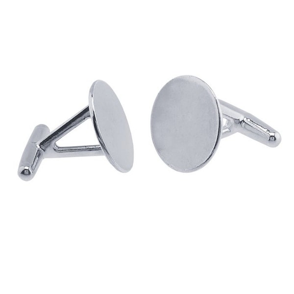 Sterling Silver Round Flat-Top Cuff Link