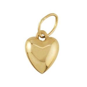 14k yellow gold puffed heart pendant, 2 sizes to choose from