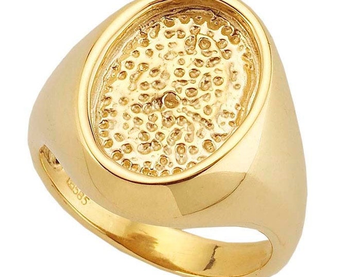 14k yellow gold 14 x 10mm oval cabochon ring mounting