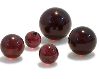 Garnet half-drilled beads. select your size. sold single bead