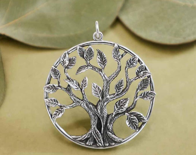 Sterling Silver Dimensional Tree of Life Pendant 36x30mm