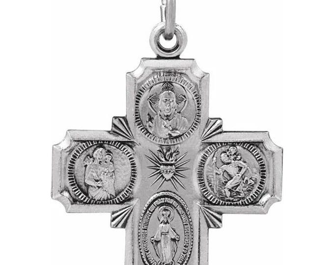 Sterling Silver Four-Way Cross Medal, 3 sizes available