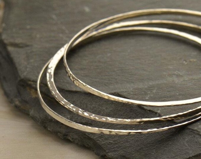 Sterling Silver Bangle Bracelet - Hammered Eclipse