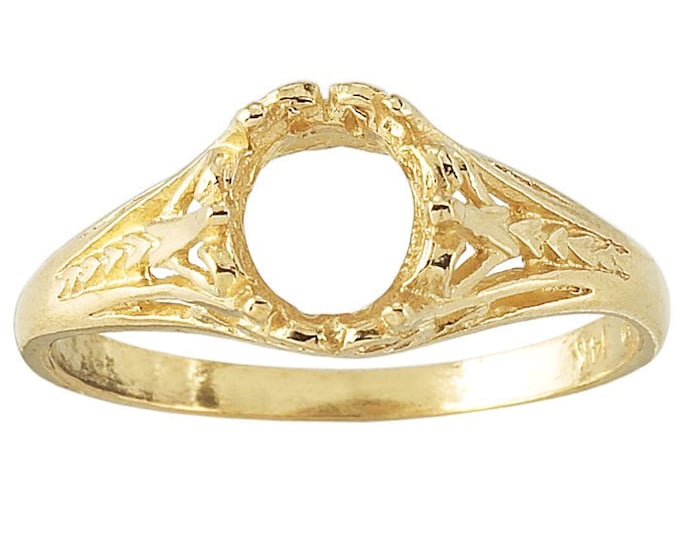 7 x 5mm Oval Ring Mounting in 14K Yellow Gold or 925 Sterling Silver