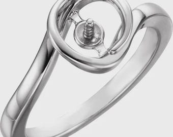 Sterling Silver Ring Mounting for 7 mm Pearl