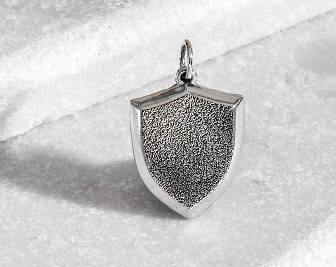 Sterling Silver Shield Charm 23x15mm