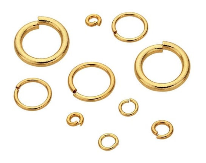 Yellow Gold-Filled 6mm Round Jump Rings, 20 gauge in 6 different sizes available, sold by the dozen