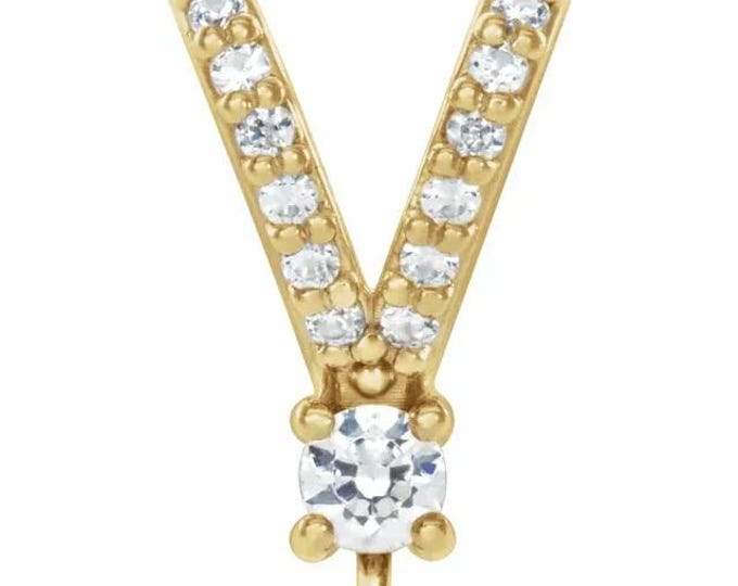 14K Gold Natural Diamond Rabbit Ear Bail in White or Yellow Gold, choose your Bail size