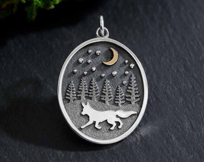 Mixed Metal Running Fox in Meadow Charm 28x19mm