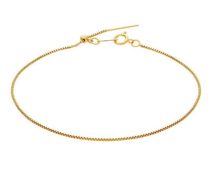 14/20 Yellow Gold-Filled 1mm Add-A-Bead Box Chain Bracelet, Adjustable