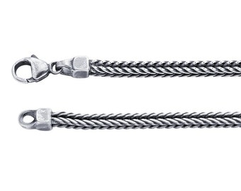 Sterling Silver 3.5mm Oxidized Square Foxtail Chain, choose your length...