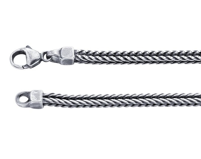 Sterling Silver 3.5mm Oxidized Square Foxtail Chain, choose your length...