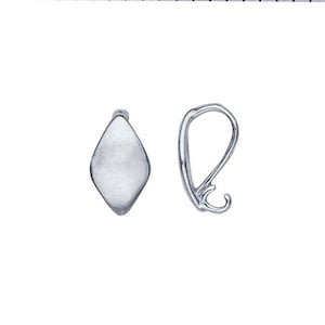 May include: Two silver-toned jewelry findings. One is a diamond-shaped pendant bail and the other is a silver-toned lobster claw clasp.