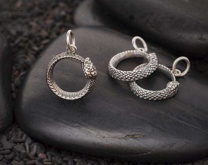 Sterling Silver Ouroboros Snake Charm 18x12mm