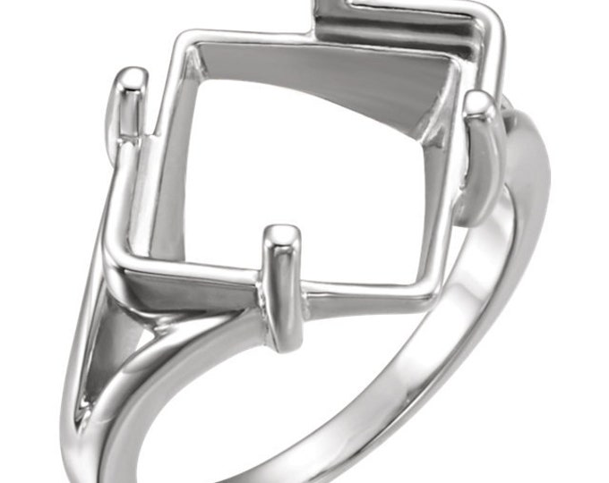 Sterling Silver or 14k Yellow Gold 12x12mm Square Cabochon Ring Mounting